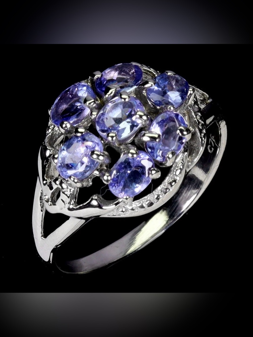 Stunning Natural Blue Violet Tanzanite 1.70CT 925 Sterling Silver Ring Sz 7.5